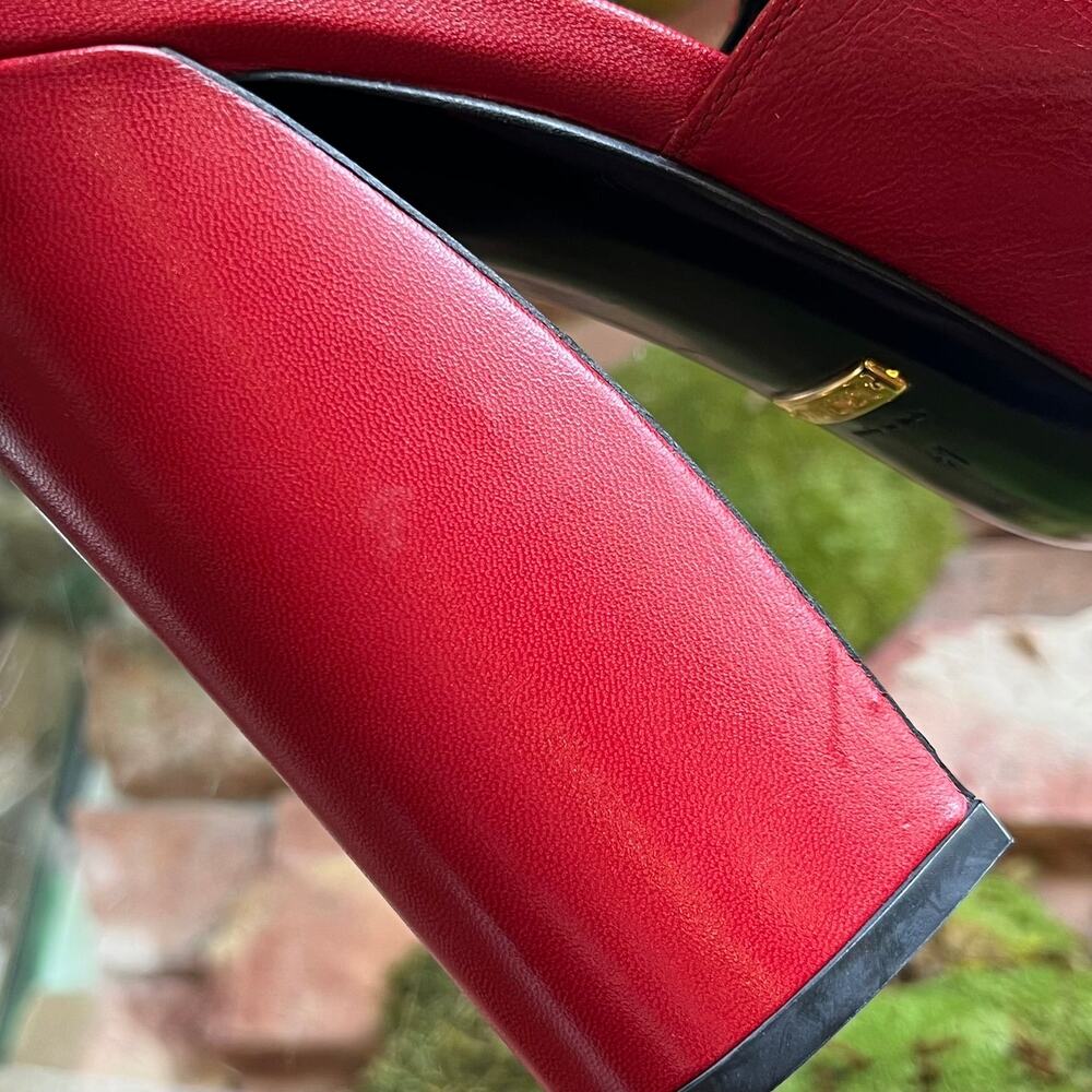 GUCCI Red Leather Horsebit Princetown Heeled Mules SZ 41 (US 11) - Picture 9 of 10